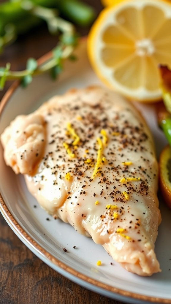 Lemon Pepper Chicken served with vegetables on a plate